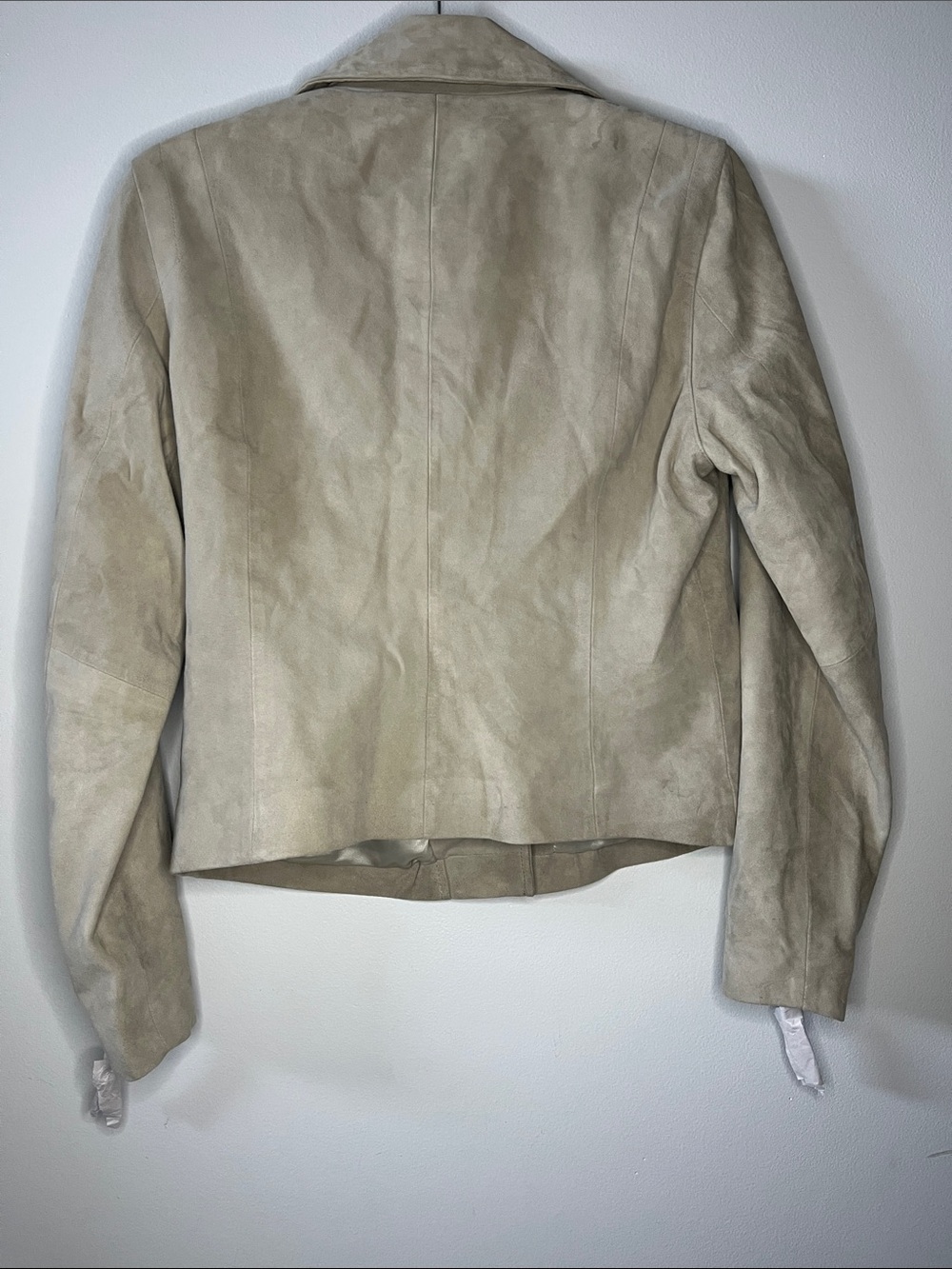 Quince Suade goat Leather Jacket small grey sand biker side zip jacket - Picture 9 of 13